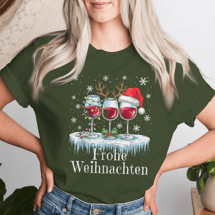 Christmas Red Wine Merry Christmas Reindeer Santa Claus T-shirt Frauen Geschenke für Sie