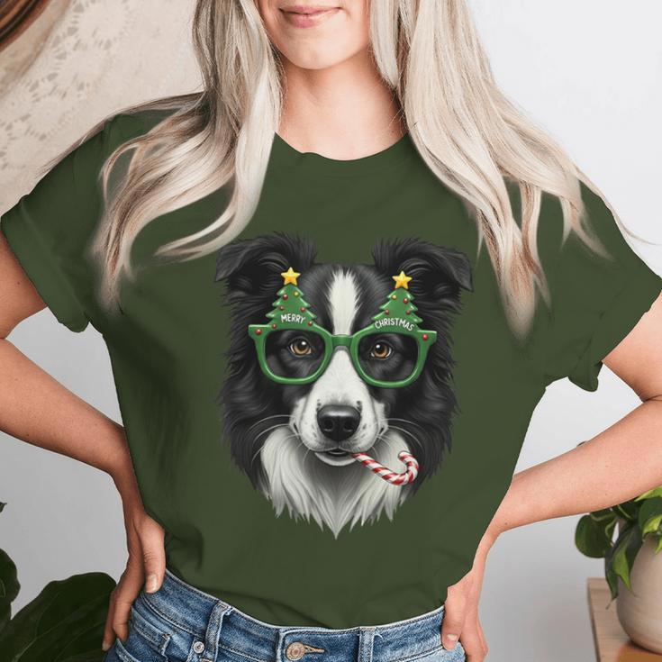 Christmas Tree Sunglasses Border Collie Christmas Women T-shirt Frauen Geschenke für Sie