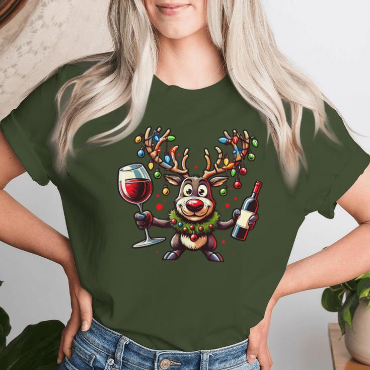 Christmas Wine Lovers Xmas Christmas Reindeer T-shirt Frauen Geschenke für Sie