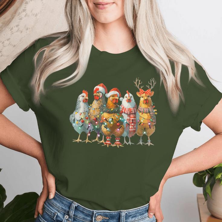 Chicken Christmas Lights Cute Farm Animal T-shirt Frauen Geschenke für Sie