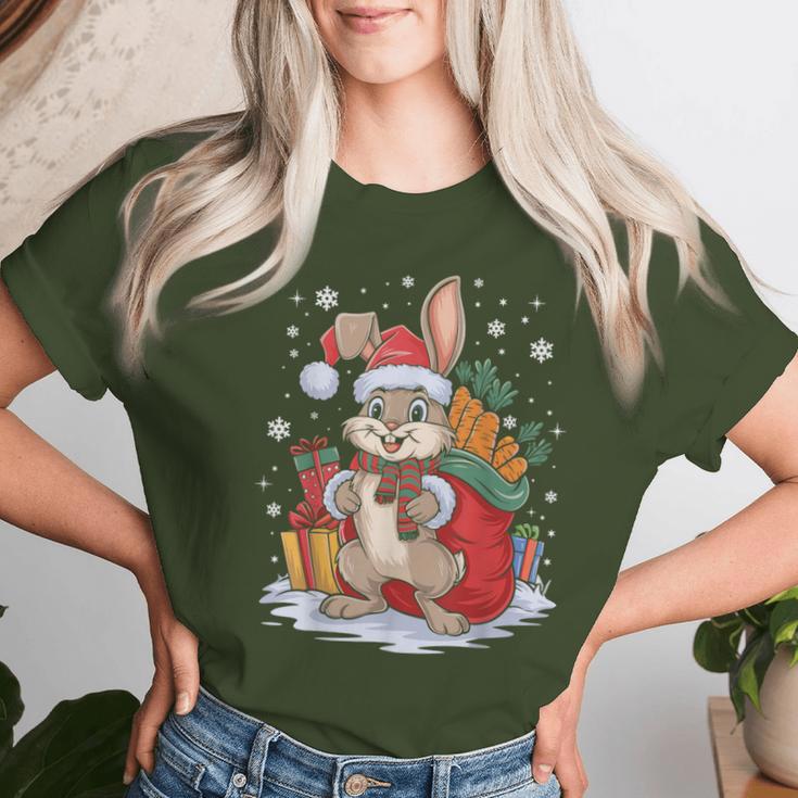 Christmas Bunny Santa Hat Rabbit Christmas T-shirt Frauen Geschenke für Sie