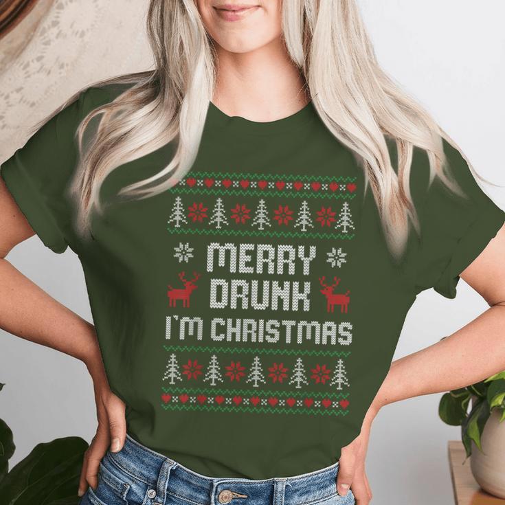 Ugly Christmas Drinking Merry Drunk I'm Christma T-shirt Frauen Geschenke für Sie