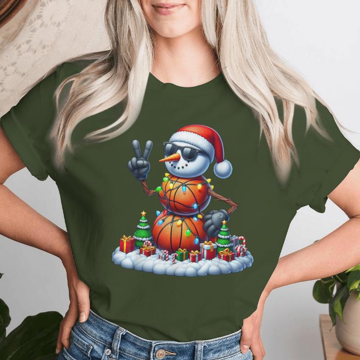 Peace Sign Hand Snowman Basketball Christmas Child T-shirt Frauen Geschenke für Sie