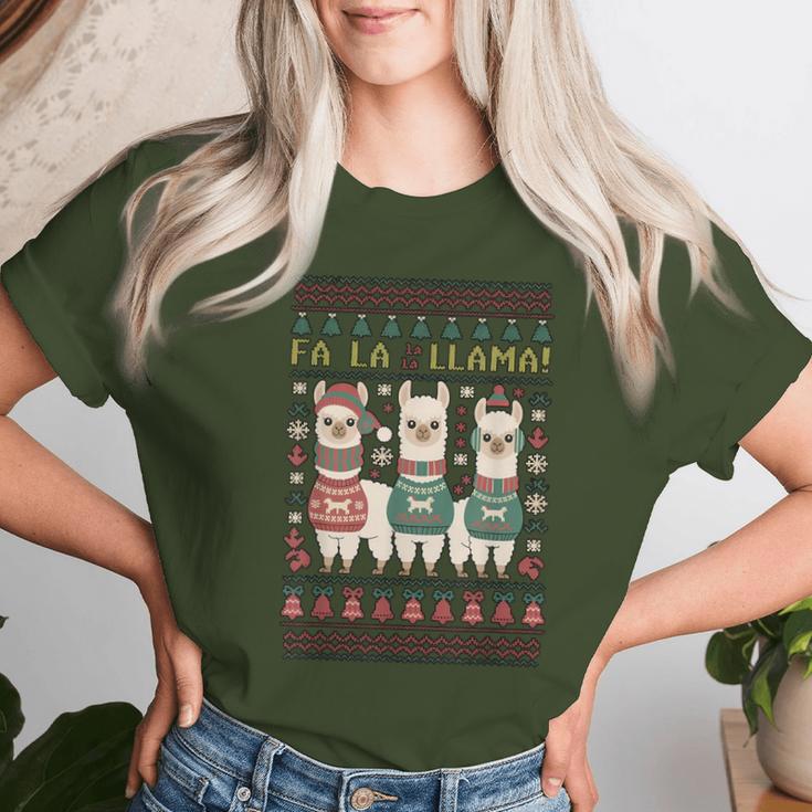 Ugly Christmas Sweater Fa La La Llama Merry Xmas Cute Alpaca T-shirt Frauen Geschenke für Sie