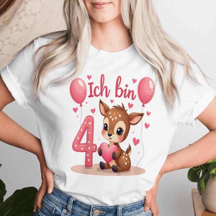 Children's Cute Deer I Am 4 Children's Birthday 4Th Birthday Girl T-shirt Frauen Geschenke für Sie