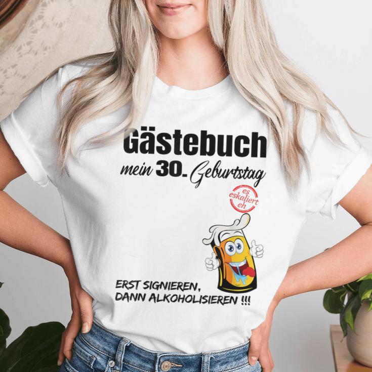 Guest Book 30Th Birthday Man Woman 30Th Birthday Decoration T-shirt Frauen Geschenke für Sie