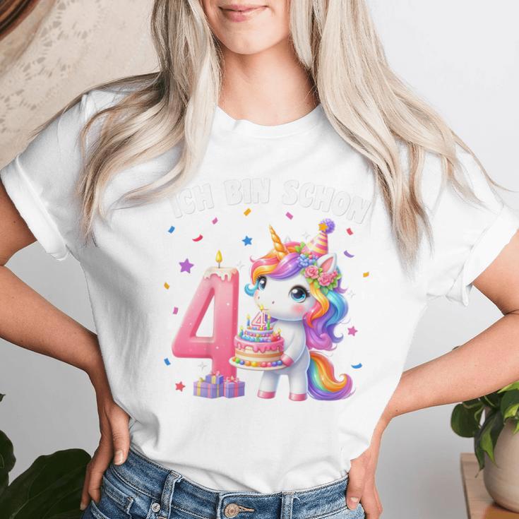 Kinder 4 Geburtstag Mädchen 4 Jahre Einhorn Party Outfit Einhorn T-shirt Frauen Geschenke für Sie