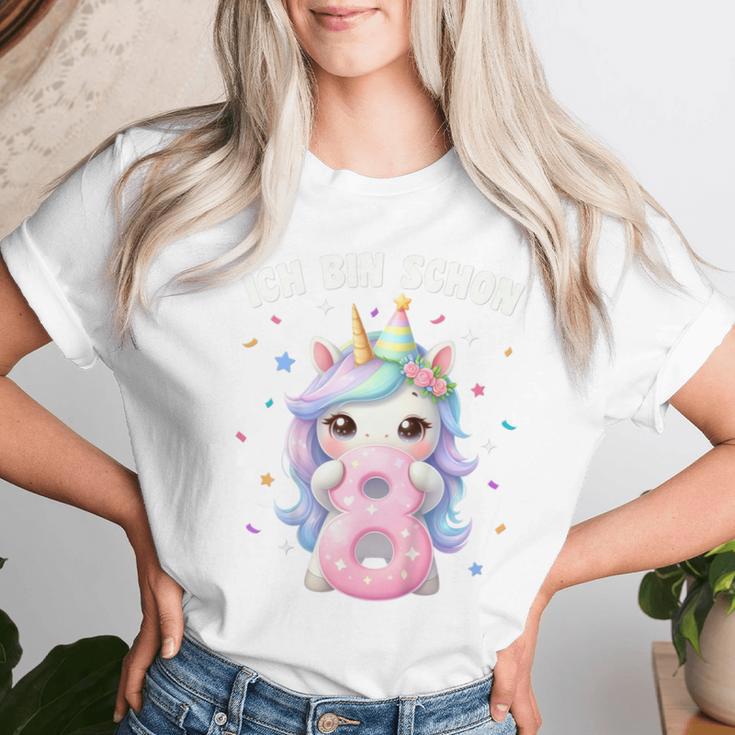 Kinder 8 Geburtstag Mädchen 8 Jahre Einhorn Party Outfit Einhorn T-shirt Frauen Geschenke für Sie