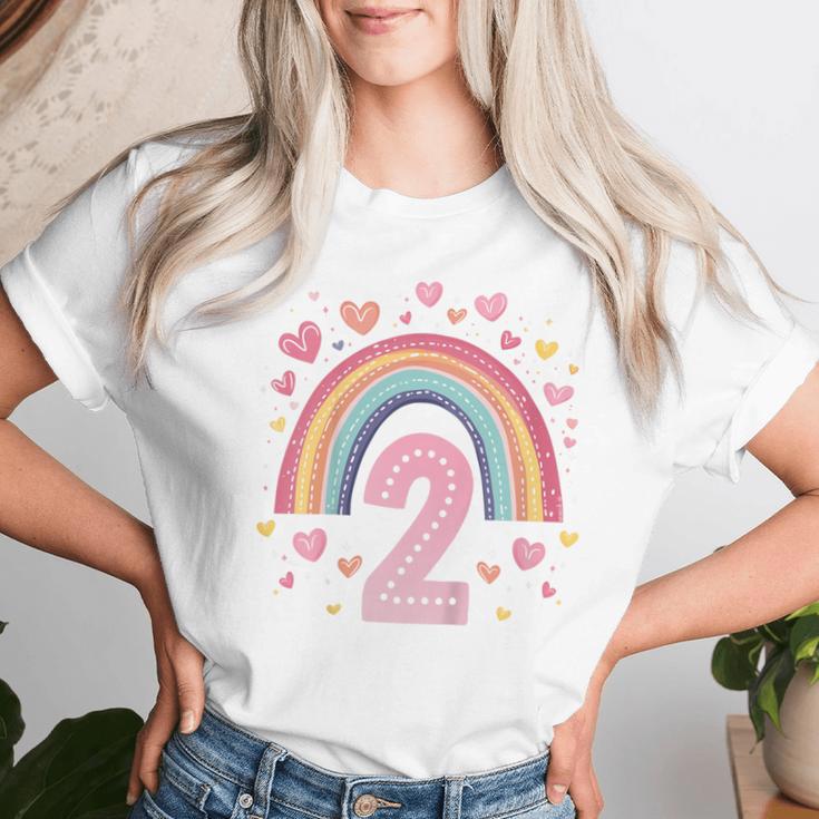 Kinder Geburtstag 2 Mädchen Regenbogen Fee Zwei 2 Jahre T-shirt Frauen Geschenke für Sie