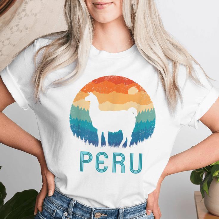 Peru Retro Llamaintage Machu Picchu Alpaca South American T-shirt Frauen Geschenke für Sie