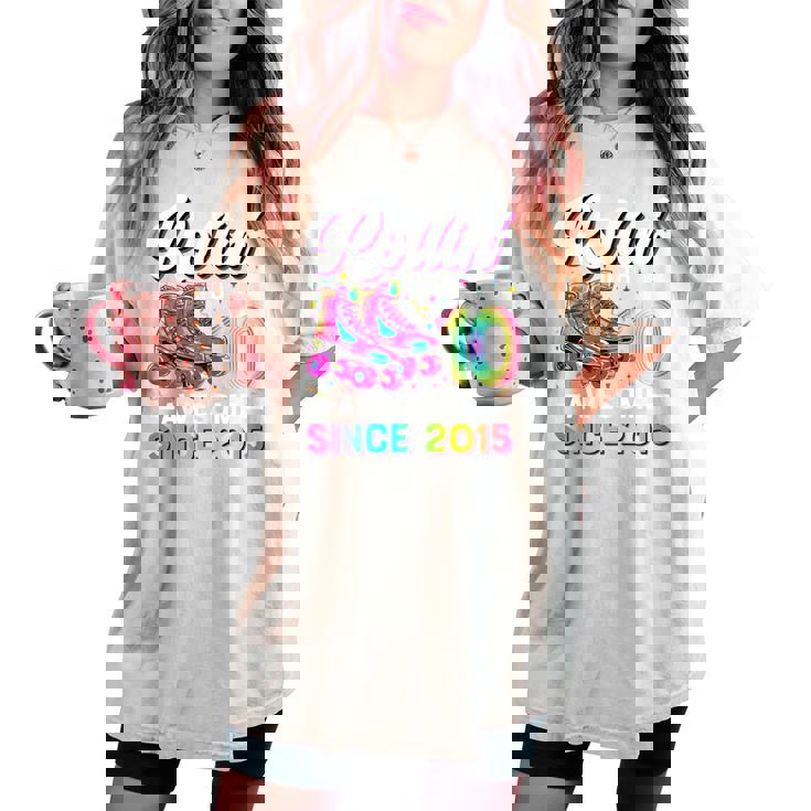 10Th Birthday Girl 10 Year Old Roller Skate Skating Women's Oversized Comfort T-shirt