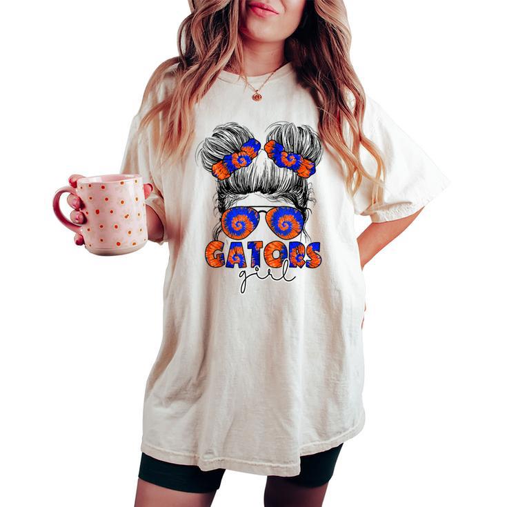 Gators Inspirational Gators Girl Messy Bun Women's Oversized Comfort T-shirt