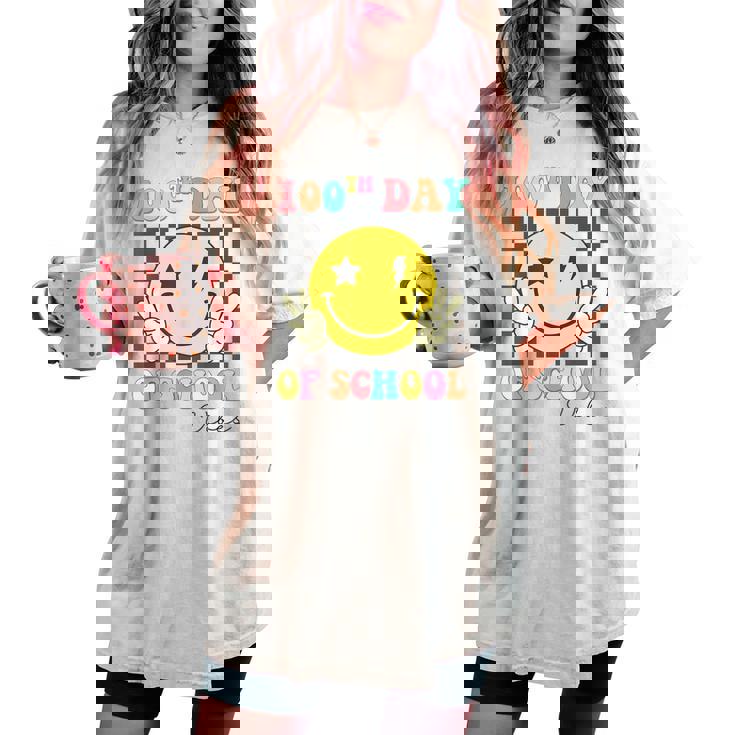 Groovy 100Th Day Of School Vibes Cute 100 Days Of School Women's Oversized Comfort T-shirt
