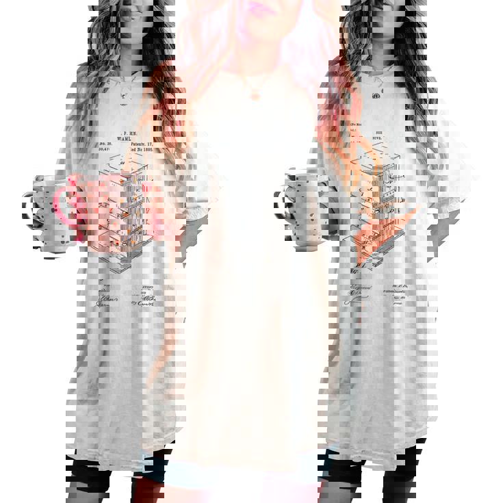 Vintage Patent Print 1885 Bee Hive Beekeeper Women's Oversized Comfort T-shirt