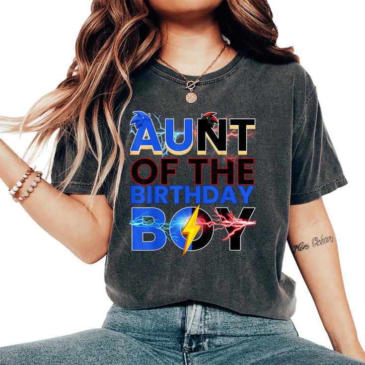 Aunt Of The Birthday Boy Hedgehog Family Party Decorations Women's Oversized Comfort T-Shirt