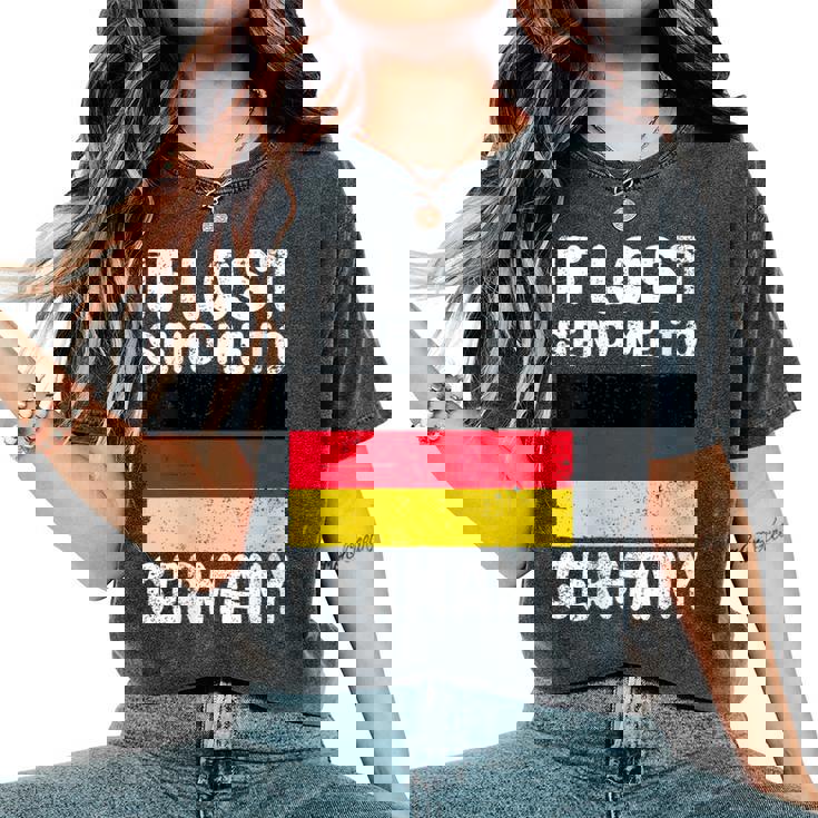 Bandera De Alemania Recuerdo – If Lost Send Me To Germany Cuello Camiseta extragrande cómoda para mujer