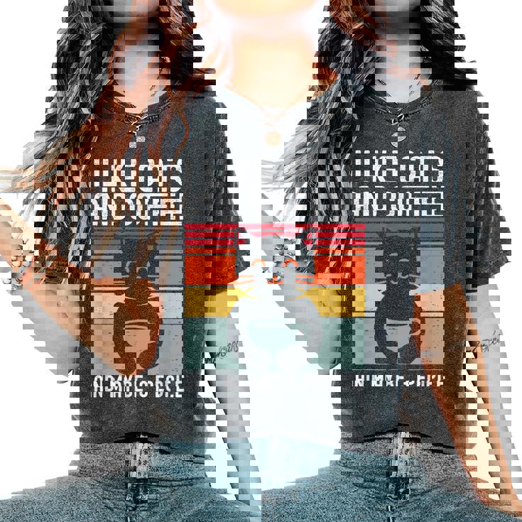 I Like Cats And Coffee And Maybe 3 People Love Cats Camiseta extragrande cómoda para mujer