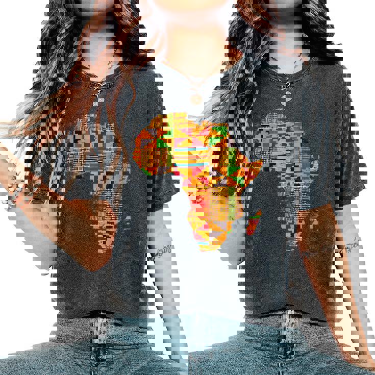 Cool Africa Map Kente Cloth For African Lover Women's Oversized Comfort T-Shirt