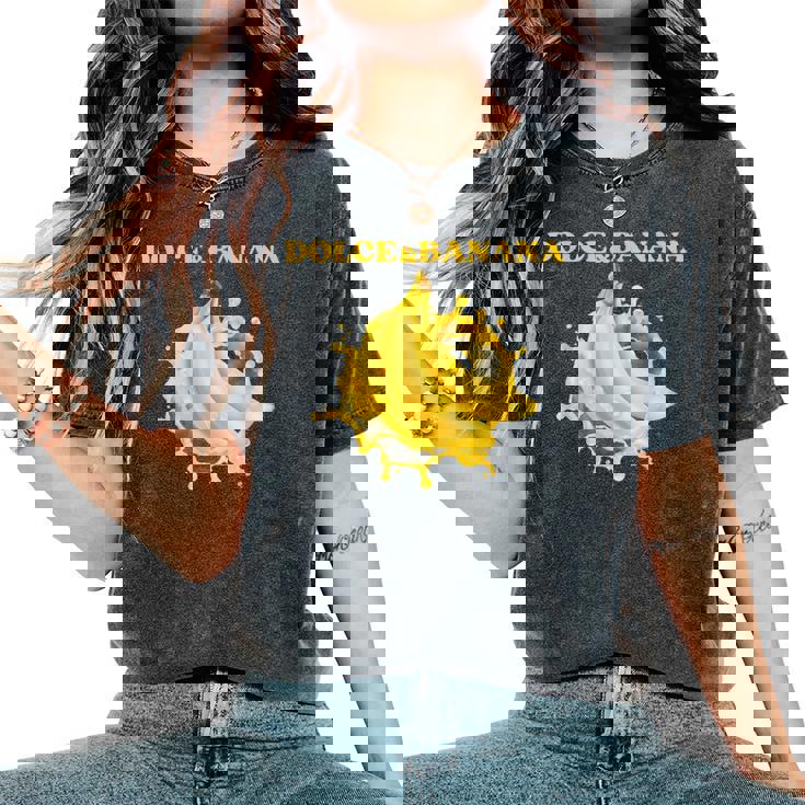 Dolce Et Banana Pétillant Motifs Amusants Et Amusants T-shirt oversize confortable pour femme