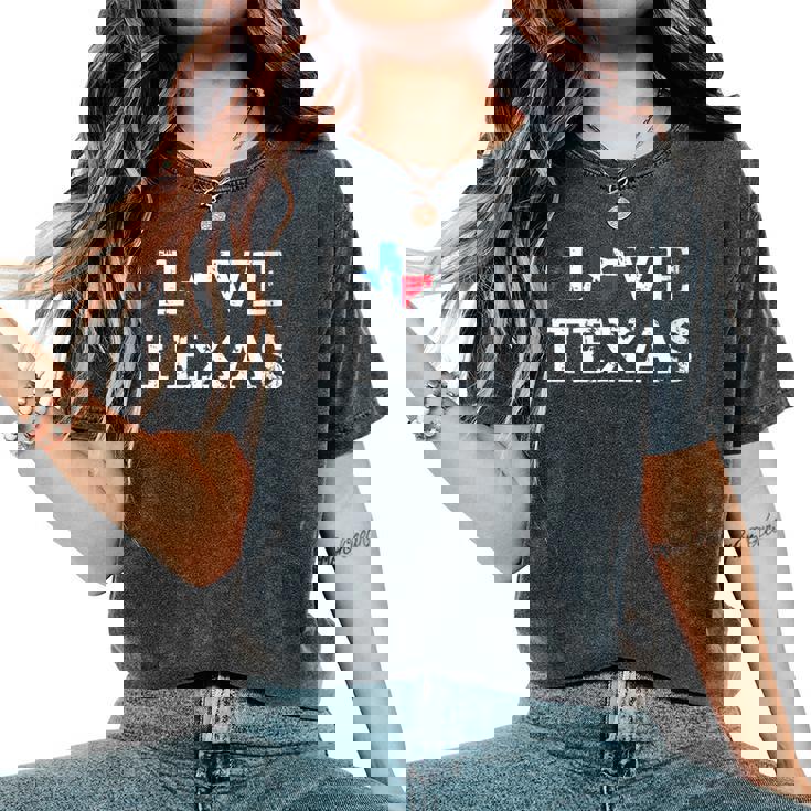 Êtements D'artintage Du Drapeau De L'état Du Texas En Détresse Love Texas T-shirt oversize confortable pour femme