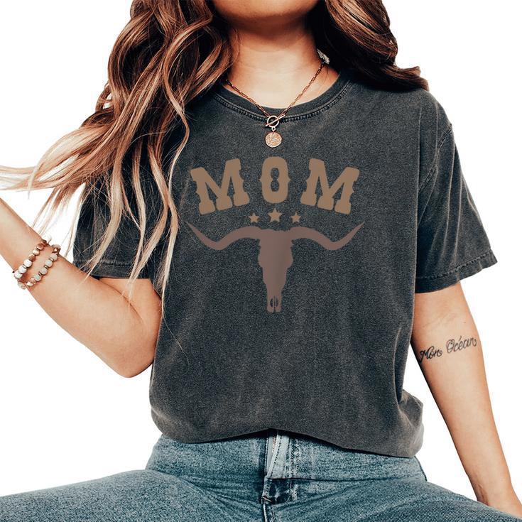 Mom Skull Highland Cow Boy Western Rodeo Family Matching Women's Oversized Comfort T-Shirt