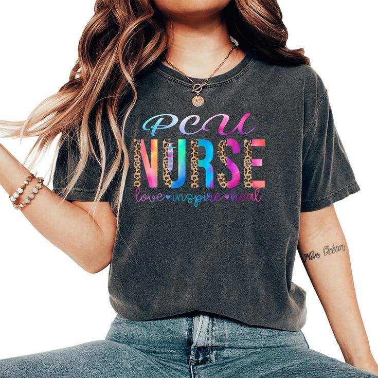 Pcu Nurse Love Inspire Heal Watercolor Small Black Women's Oversized Comfort T-Shirt