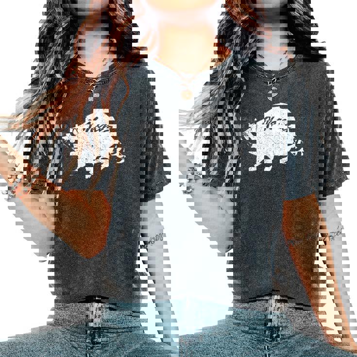 Retro Raccoon Women's Oversized T-Shirt - Vintage Half Moon Design