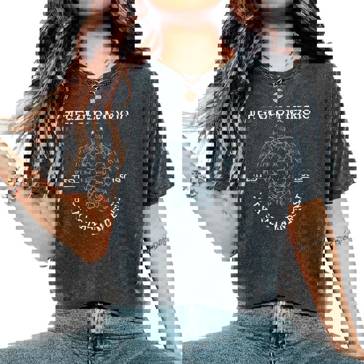 Graphic Sea Turtle Gulf Of Mexico Est 1550 Women's Oversized Comfort T-Shirt