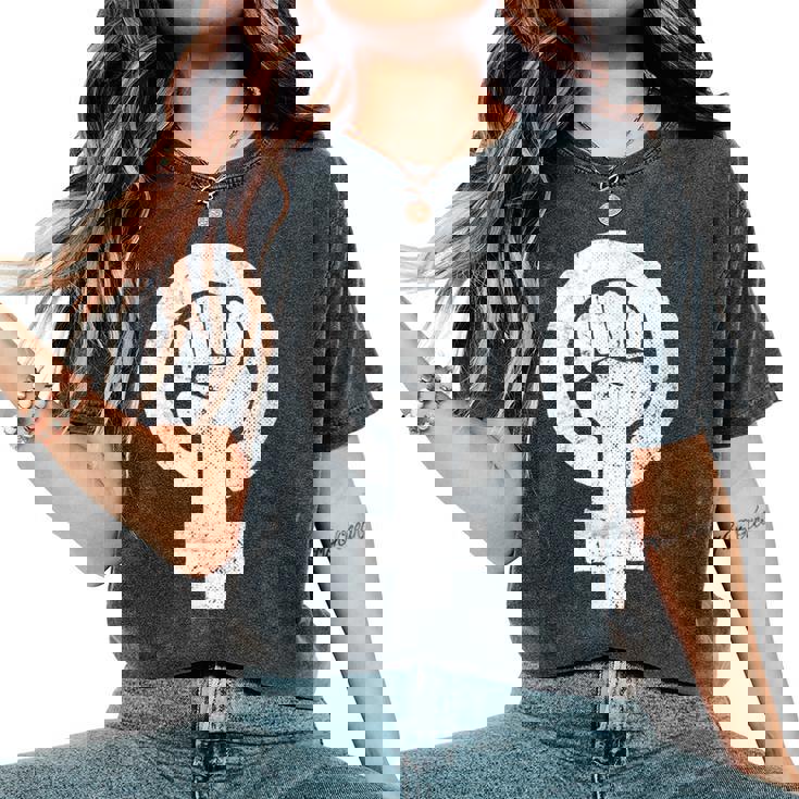 Símbolo Feminista Derechos Es Retrointage Grunge Camiseta extragrande cómoda para mujer
