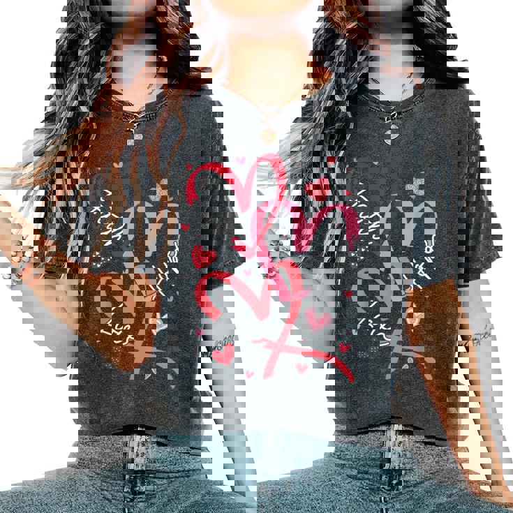 Valentine's Day Christian Faith Hope Love Hearts Religious Women's Oversized Comfort T-Shirt