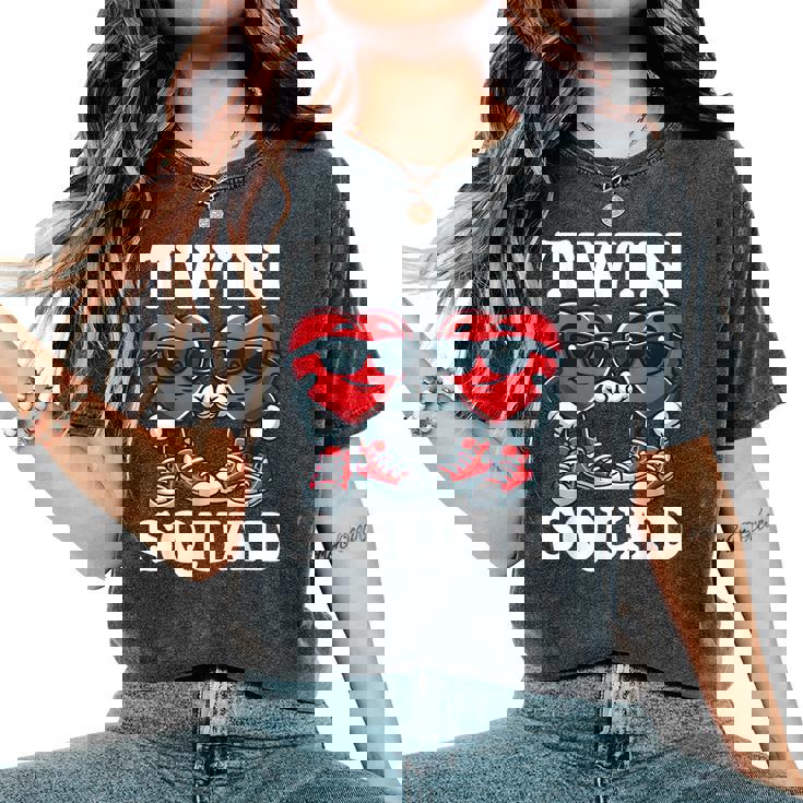 Valentines Day Twin Boys Or Twin Girls Heart Brother Sister Women's Oversized Comfort T-Shirt