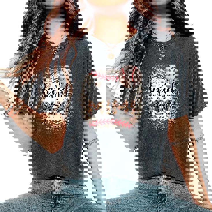 Baseball Mimi Bandana Leopard Fans Mother's Day Women's Oversized Comfort T-Shirt