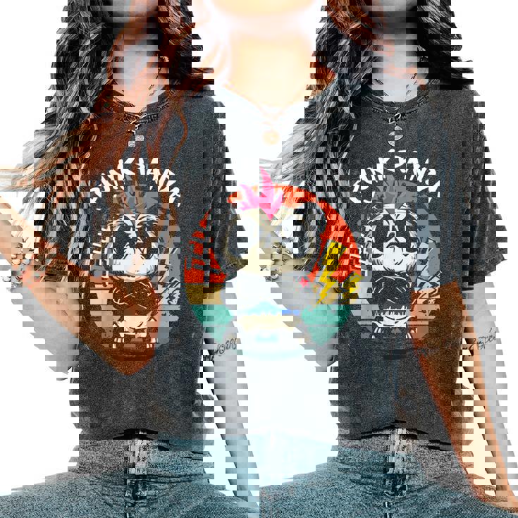 Punk Panda Música Punk Rock Rocker Punker Camiseta extragrande cómoda para mujer