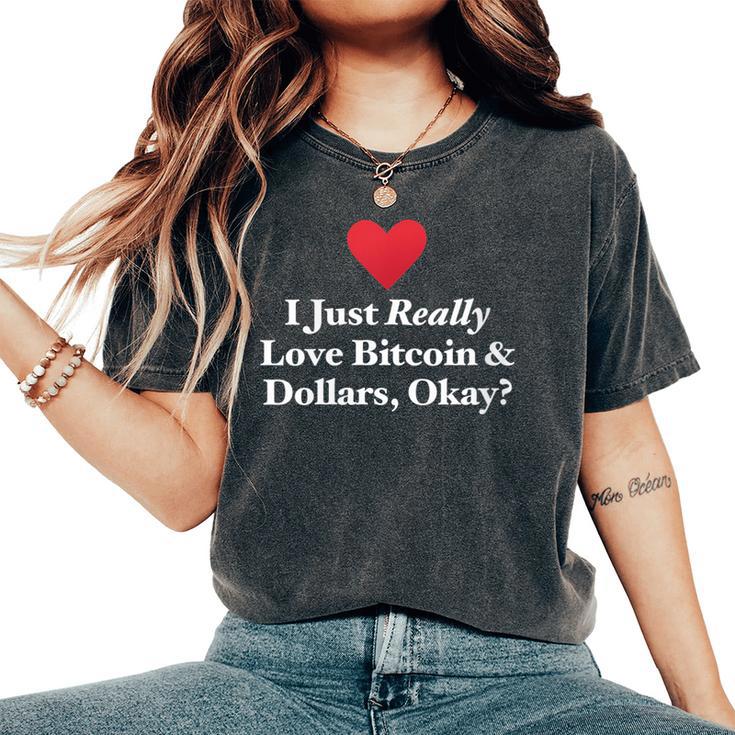 J'aimeraiment Les Bitcoins Et Les Dollars D'accord Trading Amusant T-shirt oversize confortable pour femme