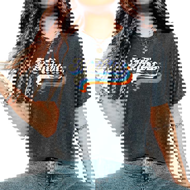 Madrid Ciudade De España Retrointage Souvenir Cuello Camiseta extragrande cómoda para mujer