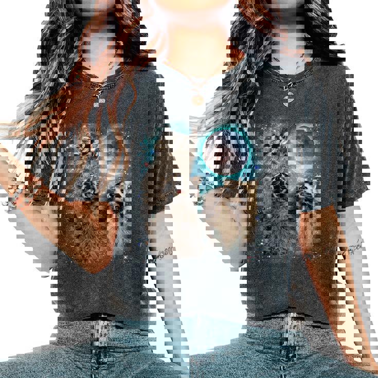 Raccoon Moon Head Women's Oversized Tee - Unisex Appeal