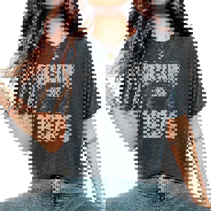 Rockin' Since 1975Intage Rock Music Fan 47 Cumpleaños Cuello Camiseta extragrande cómoda para mujer