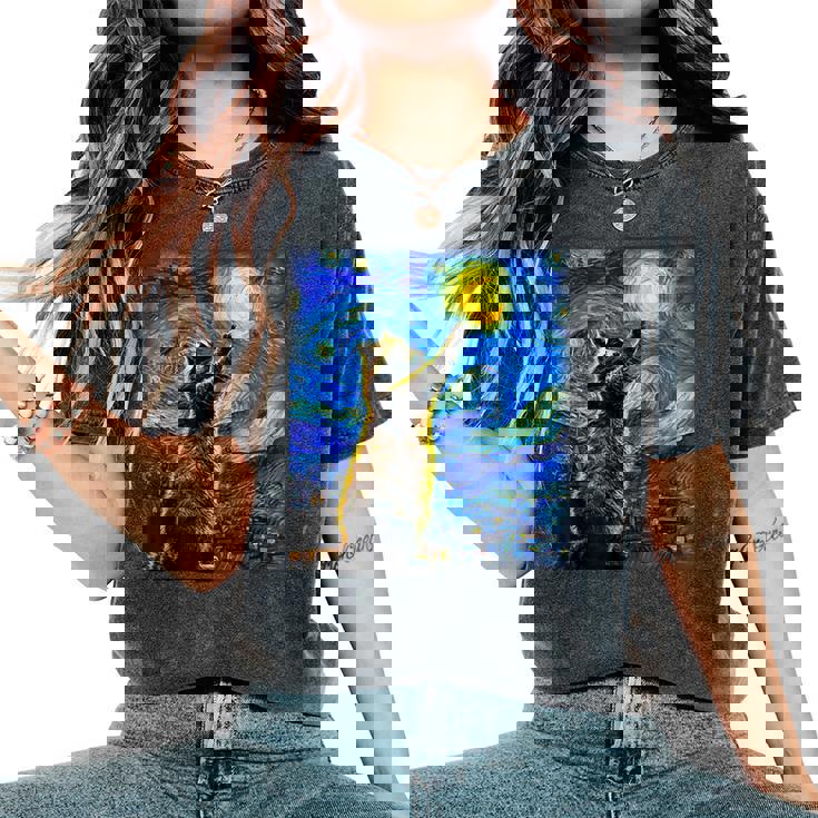 Starry Night Raccoon Women's T-Shirt - Van Gogh Art Charm Starry Night Raccoon Women's T-Shirt - Van Gogh Art Charm