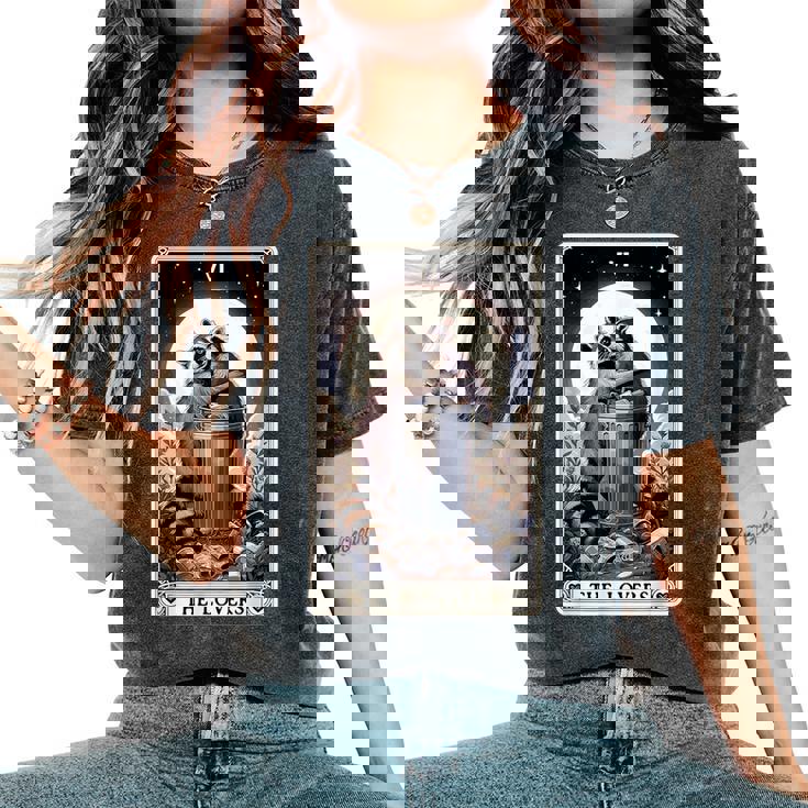 Raccoon Tarot Card The Lovers Raccoon Women's Oversized Comfort Colors T-Shirt
