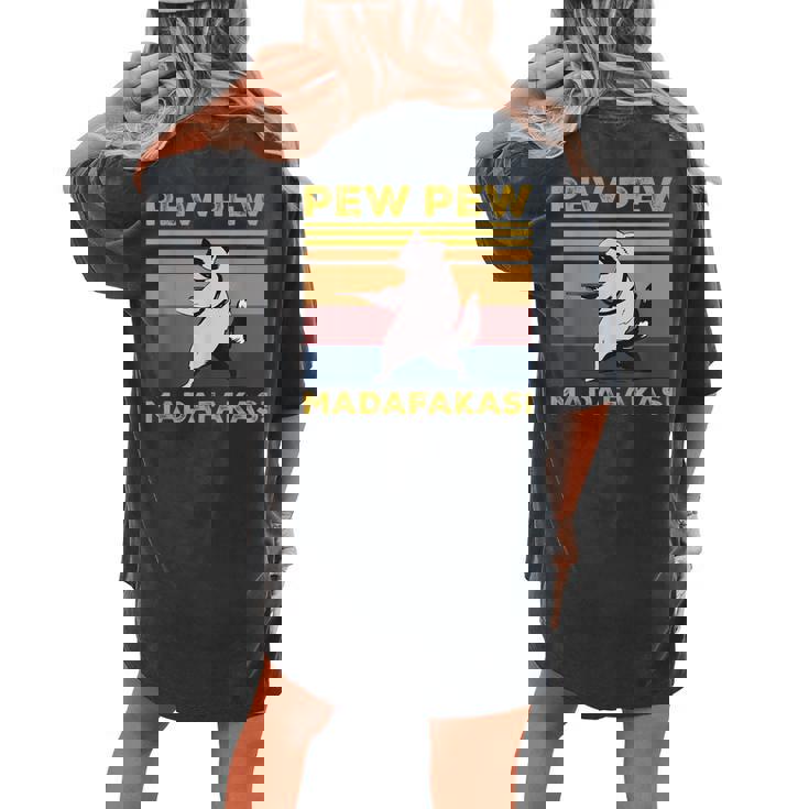 Pew Pew Madafakas Raccoon Lover Vintage Retro Women's Oversized Comfort T-Shirt Back Print