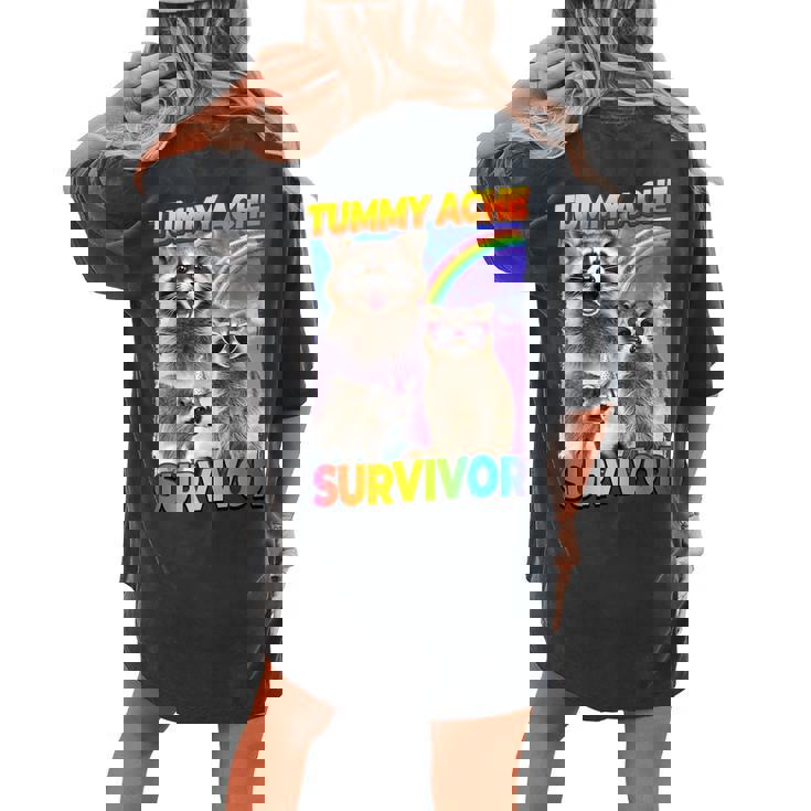 Tummy Ache Survivor Raccoon Small Women's Oversized Comfort T-Shirt Back Print