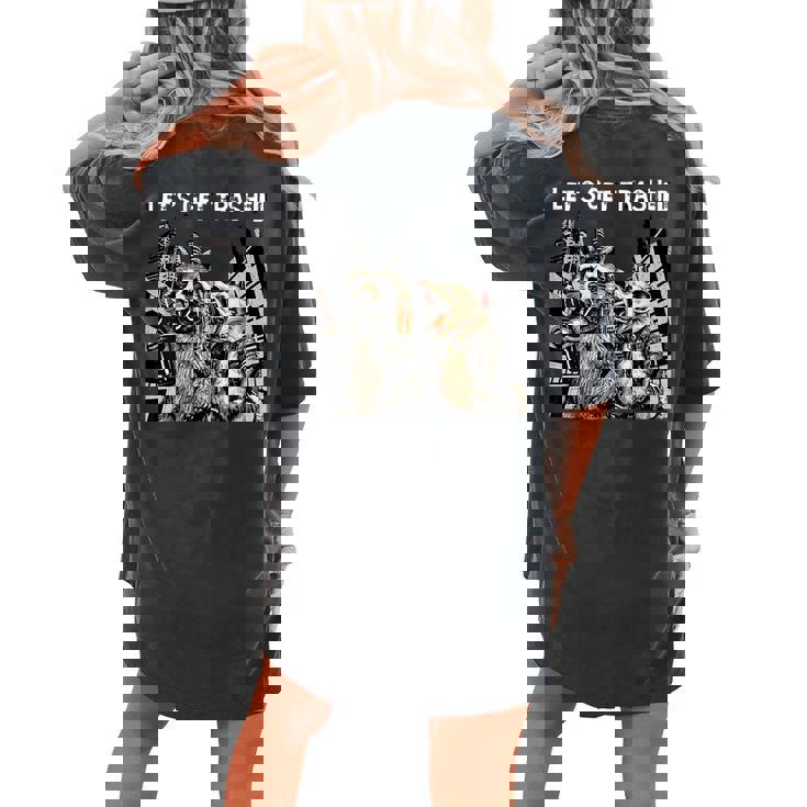 Let's Get Trashed Raccoon And Opossum Drinking Beer Women's Oversized Comfort T-Shirt Back Print Let's Get Trashed Raccoon And Opossum Drinking Beer Women's Oversized Comfort T-Shirt Back Print