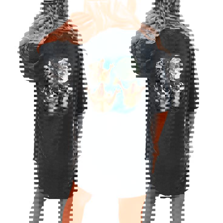 Three Possum Moon 3 Opossum Weird Cursed Meme Women's Oversized Comfort T-Shirt Back Print Three Possum Moon 3 Opossum Weird Cursed Meme Women's Oversized Comfort T-Shirt Back Print