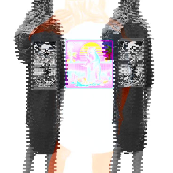 Vaporwave Raccoon Meme Women's Oversized T-Shirt | Retro Synth Vibes Vaporwave Raccoon Meme Women's Oversized T-Shirt | Retro Synth Vibes