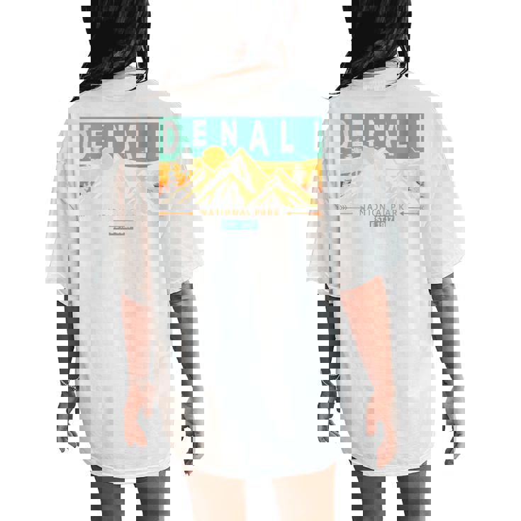 Denali National Park Mountains Nature Retro Sunset Vintage Women's Oversized Comfort T-Shirt Back Print Denali National Park Mountains Nature Retro Sunset Vintage Women's Oversized Comfort T-Shirt Back Print