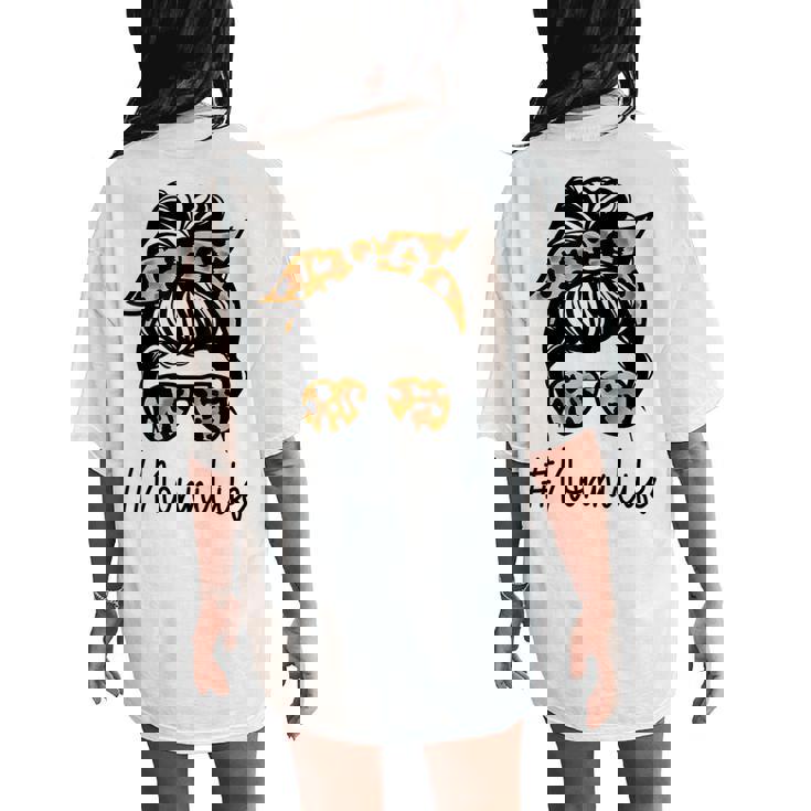 Nonni Leopard Messy Bun Mother's Day For Grandmothers Women's Oversized Comfort T-Shirt Back Print