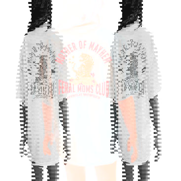 Retro Mother Of Mayhem Feral Moms Club Moms Women's Oversized Comfort T-Shirt Back Print Retro Mother Of Mayhem Feral Moms Club Moms Women's Oversized Comfort T-Shirt Back Print