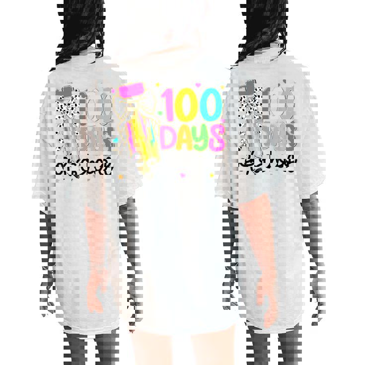 100 Days Of School Coquette Bow 100Th Days Of School Teacher Women's Oversized Comfort T-Shirt Back Print