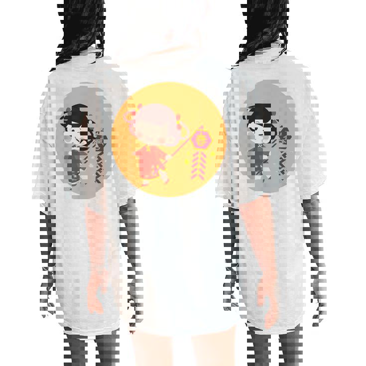 Adorable Chinese New Year Girl Women Women's Oversized Comfort T-Shirt Back Print