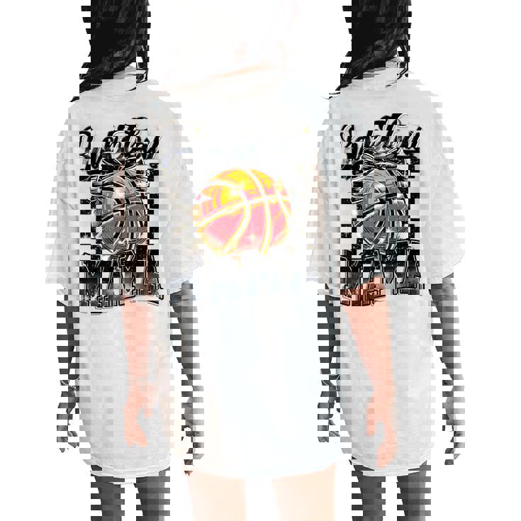 Basketball Mama Coquette Bow Game Day Sports Lover Mom Women's Oversized Comfort T-Shirt Back Print